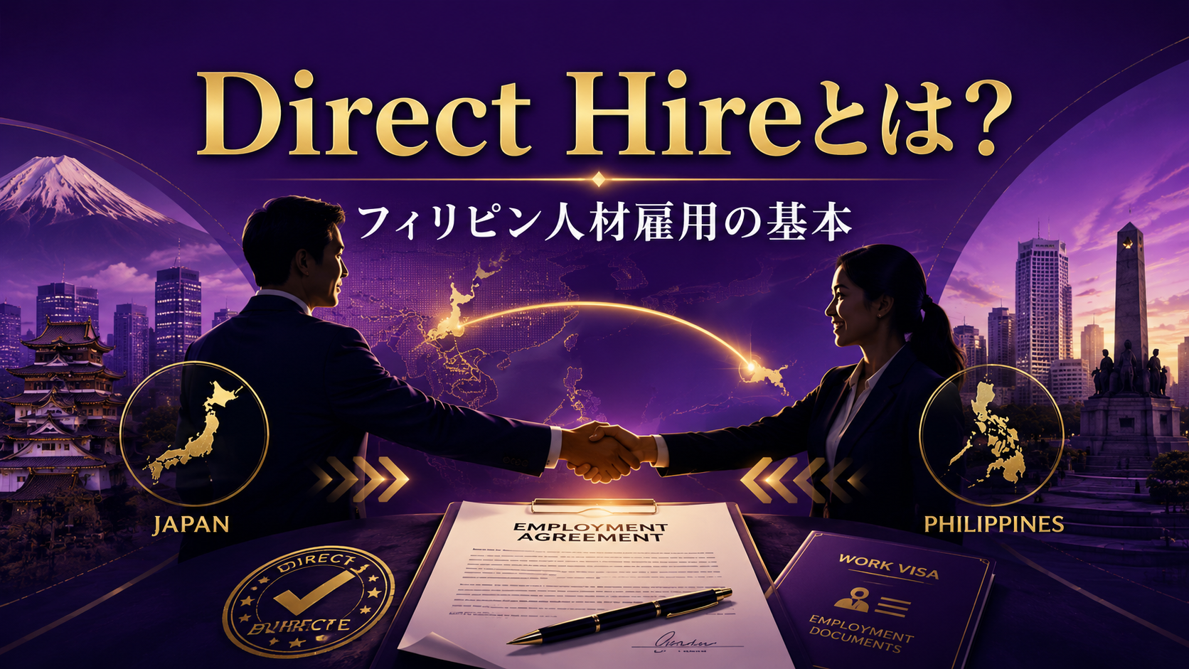 Direct Hireでフィリピン人材を雇用する際の基本、MWO、雇用契約、在留資格を整理したアイキャッチ画像