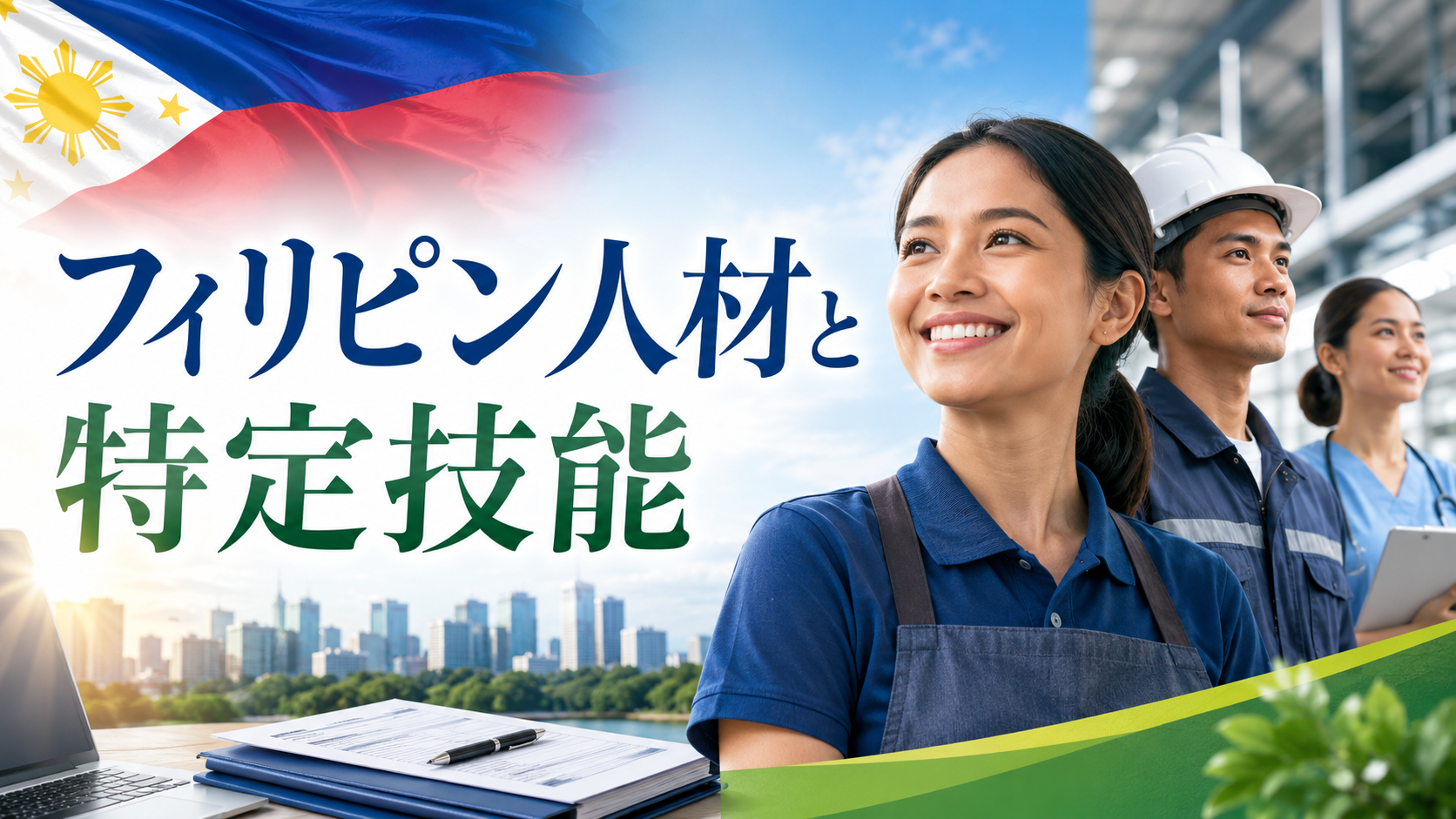 フィリピン人材を特定技能で雇用する際の支援計画、登録支援機関、MWO、雇用契約を表現したアイキャッチ画像